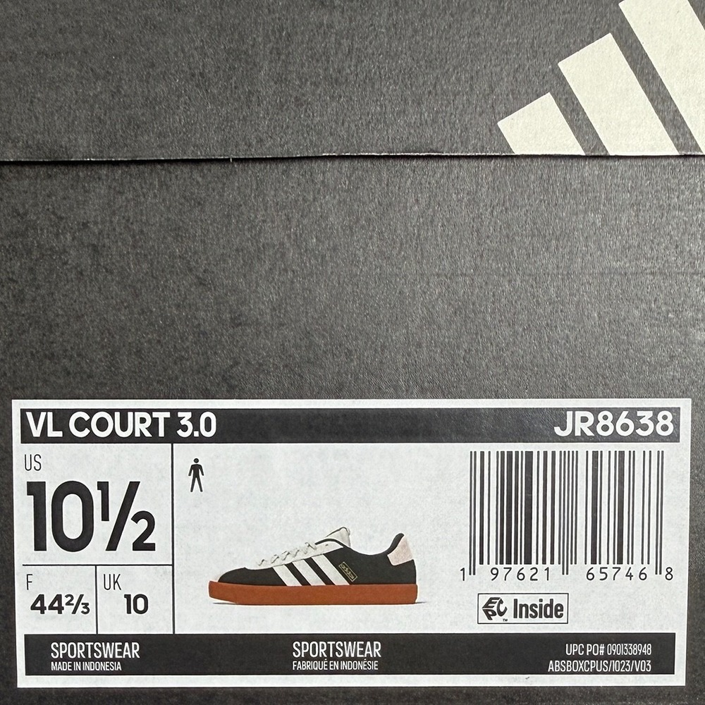 Adidas VL Court 3.0 Shoes / Sneakers - NEW Mens 10.5 Carbon - #49110-OF - Picture 4 of 5